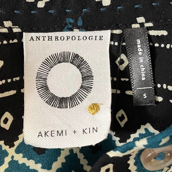 Akemi + Kin Anthropologie Ira Black Blue & White Tunic Tank Top - Picture 4 of 6